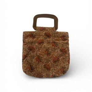 True Vintage 1970s Quilted Tapestry Velvet Floral Paisley Retro Handbag